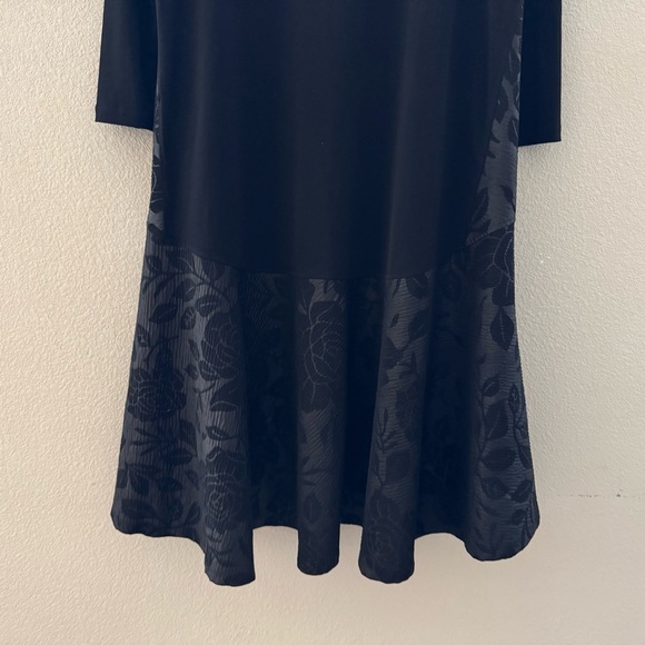 Alembika Oversized Shift Dress Womens Medium Black Mixed Media Floral - Picture 9 of 12